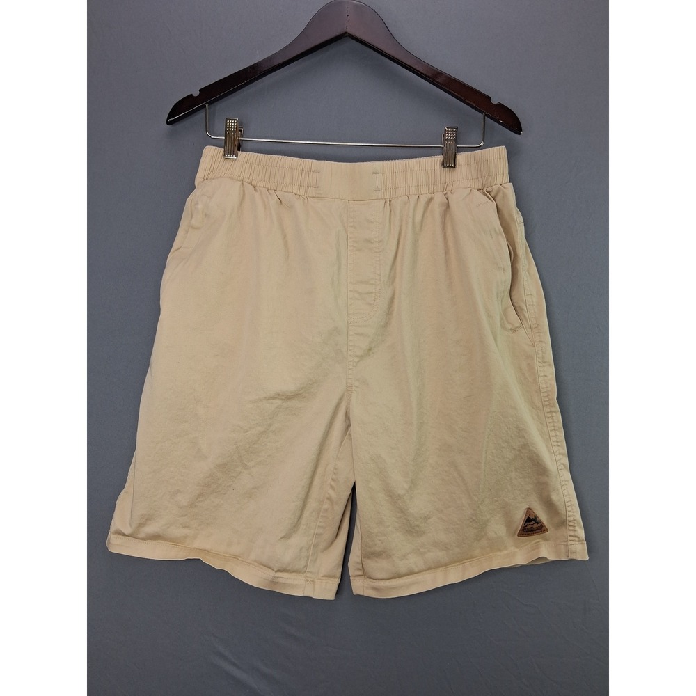 Northyard Mens Shorts Elastic Waist L Tan Cotton Blend Outdoor Gorpcore 1403